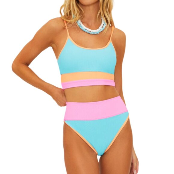 Beach Riot | Eva Bikini Top Crush Colorblock | Blue/Pink/Orange - Picture 2 of 7
